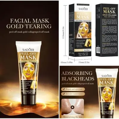 Picture of Sadoer Peel Off Mask, Gold Peel-Off Face Mask, Removal Gold Foil Peel Off Face Mask, Peel Off Face Mask Collagen