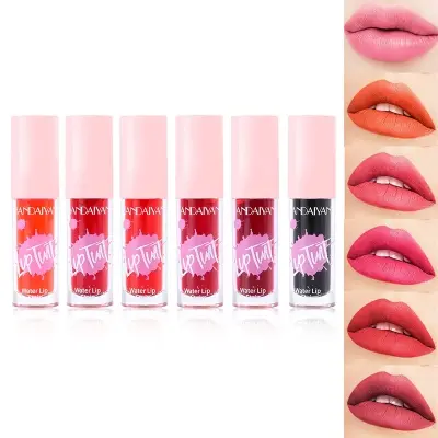 Picture of HANDAIYAN 6 Colors Moisturizer Lip Tint Waterproof Dual-use Non-Stick Cup Natural Lips Cheeks Liquid Lipstick Blush Velvet Matte Lip Gloss