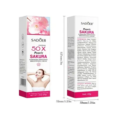 Picture of SADOER 50x Pearls Sakura Underarm Whitening Cream Body Lotion Pearl Moisturizer - 40g