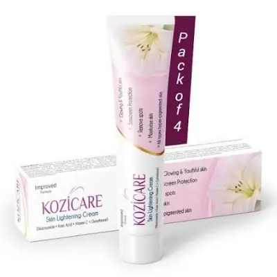 Picture of Kozicare Skin Lightening Non-Sticky Cream 15gm | Enriched with 3% Kojic Acid, 1% Alpha Arbutin, 1% Glutathione, 2% Niacinamide, 2% Vitamin C | Best for Melasma, Pigmentation, Dark/Age Spots, Uneven Skin Shade