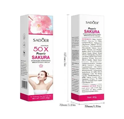 Picture of SADOER 50x Pearls Sakura Underarm Whitening Cream Body Lotion Pearl Moisturizer - 40g
