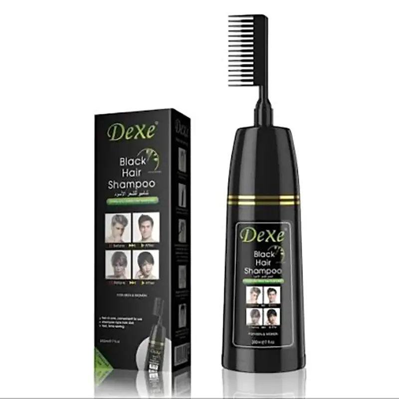 Picture of Dexe Black Hair Shampoo Hair Color for Gray Hair Coverage only 5 Minutes Maintain Hair Color a Months for Men and Women Apstour Hair Color Shampoo for Gray Hair – Magic Hair Dye Shampoo – Colors Hair in Minutes–Long Lasting–200 Ml–3-In-1 Hair Color–Ammon