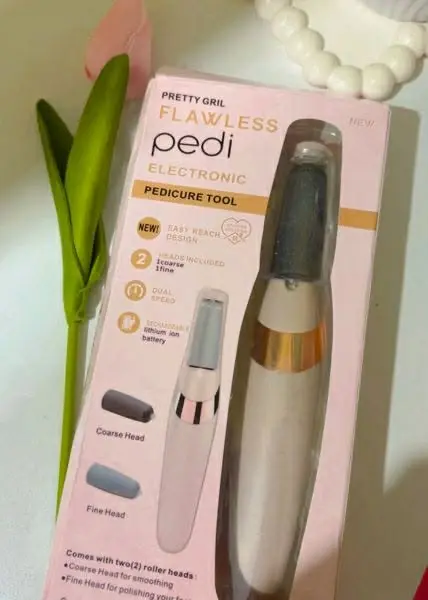 Picture of Pretty Gril Flawless Pedi Electronic Pedicure Tool with Two Roller Heads & Charging Cable
