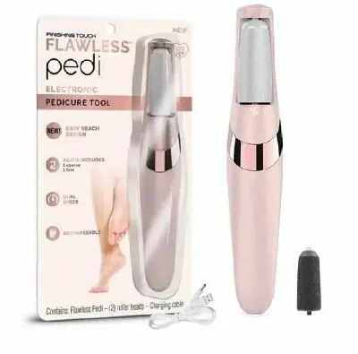 Picture of Pretty Gril Flawless Pedi Electronic Pedicure Tool with Two Roller Heads & Charging Cable