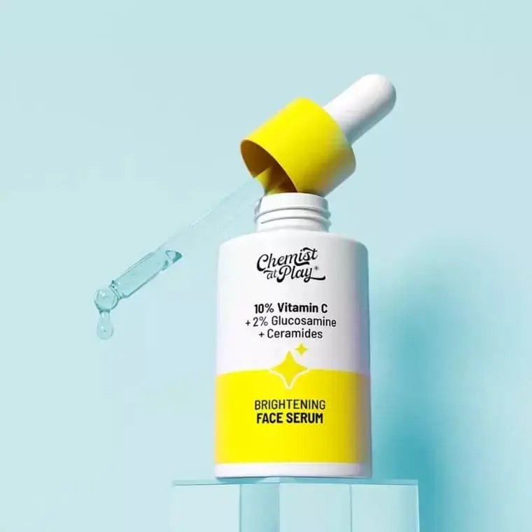 Picture of Chemist At Play 10% Vitamin C Face Serum 30ml |Brightens & Gives Glow |Fades Dark Spots |Treats Hyperpigmentation| Balances Melanin Production | Ethyl Ascorbic Acid & Glucosamine | For All Skin Types