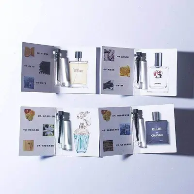 Picture of Fancy printed high-grade fragrance sample cards for glass vial packaging Pocket Perfume For Man & Woman  mini perfume