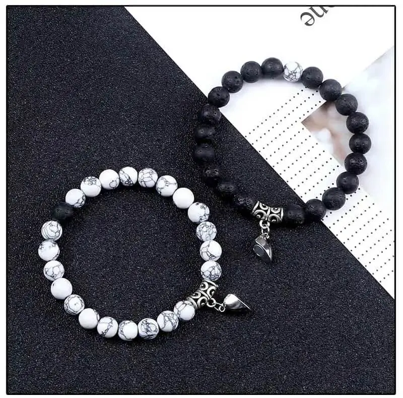 Picture of 2pcs Couple Bracelet With Magnetic Heart Men's and Women's Love   Bracelets