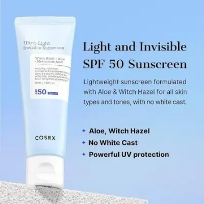 Picture of COSRX Ultra-Light Invisible Sunscreen SPF50 PA++++ – 50ml | 100% Original Korean | No White Cast | Lightweight & Hydrating Sun Protection