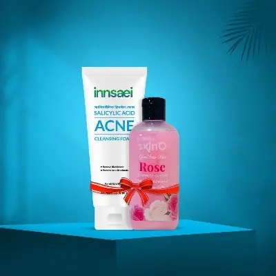 Picture of INNSAEI SALICYLIC ACID ACNE SOLUTION CLEANSING FOAM 150ML+ SKINO ROSE SCENTED SHOWER GEL 220ML(made in bangladesh)