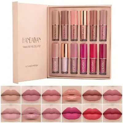 Picture of Handaiyan 12 Color Matte Liquid Lipstick Set Long-Lasting Smudge Proof - Kurti