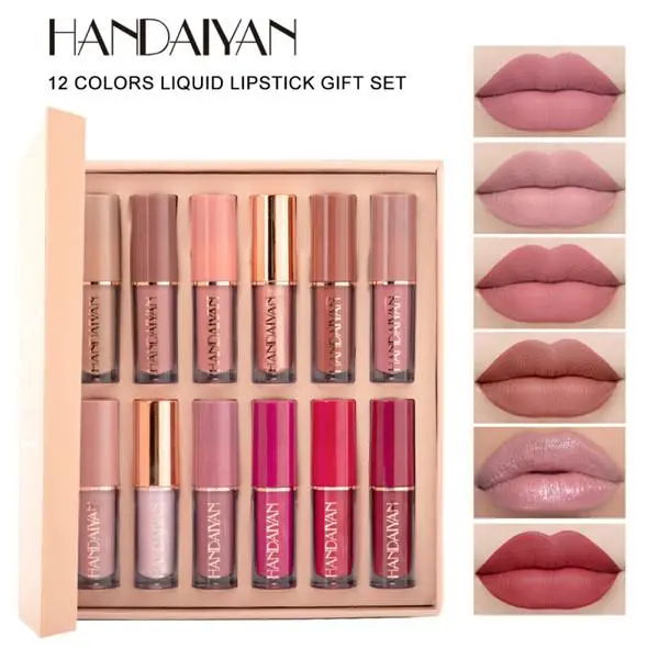 Picture of Handaiyan 12 Color Matte Liquid Lipstick Set Long-Lasting Smudge Proof - Kurti