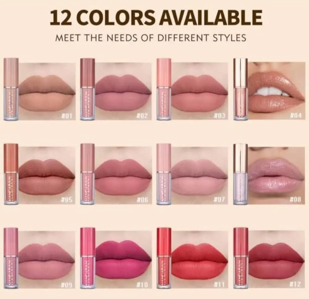 Picture of Handaiyan 12 Color Matte Liquid Lipstick Set Long-Lasting Smudge Proof - Kurti