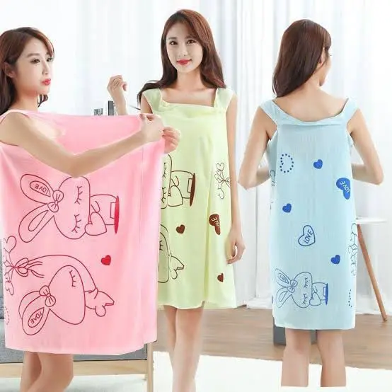 Picture of Towel Bathrobe Women Robes Quick Dry Microfiber Wearable Soft Wrap Spa Beach Body Shower Bathrobe Nightwear