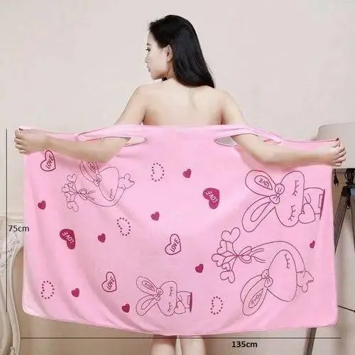 Picture of Towel Bathrobe Women Robes Quick Dry Microfiber Wearable Soft Wrap Spa Beach Body Shower Bathrobe Nightwear
