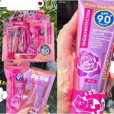 Picture of kiss beauty Skin Care Facial Sunscreen Cream SPF 90+ Sunblock Lotion 60ml