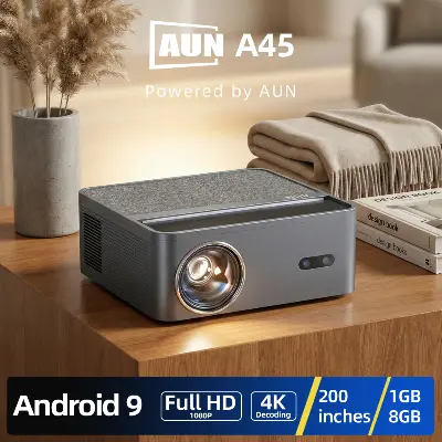 Picture of AUN A45 Android 4K Decoding Projector Wifi 1080p Native TV Auto Focus LCD 200 Inch MINI Home Theater (Grey)