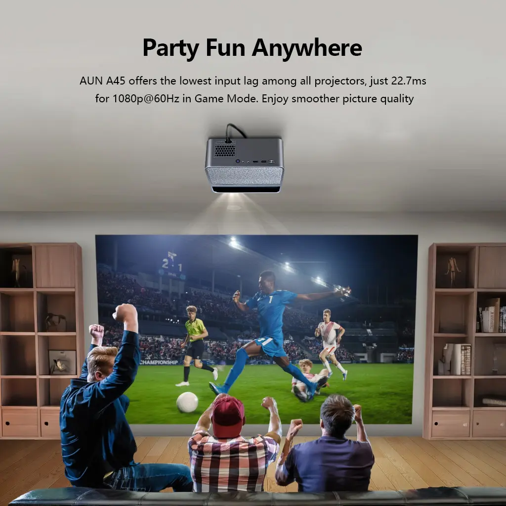 Picture of AUN A45 Android 4K Decoding Projector Wifi 1080p Native TV Auto Focus LCD 200 Inch MINI Home Theater (Grey)