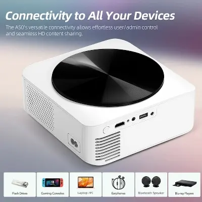 Picture of AUN A005 Android Projector LED 4K Decoding Portable Projector Video Full HD 1080P WIFI 3D MINI Home Theater Cinema (White)