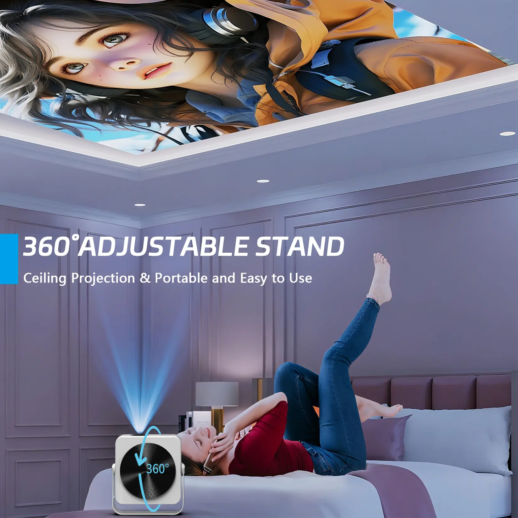 Picture of AUN A005 Android Projector LED 4K Decoding Portable Projector Video Full HD 1080P WIFI 3D MINI Home Theater Cinema (Grey)