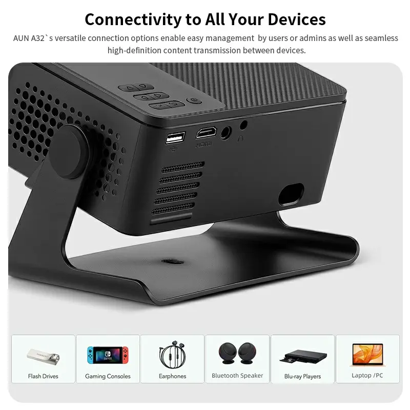 Picture of AUN Android Projector A32 Pro Portable Home Cinema LED Video Projector MINI Theater WIFI (A32 Pro)