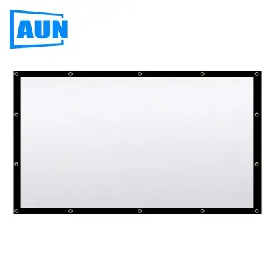 Picture of AUN Thicken Projector Screen 60/100/120/150 inch 16:9 Foldable Portable White cloth material for 4K Full HD Home theater (150 inch)