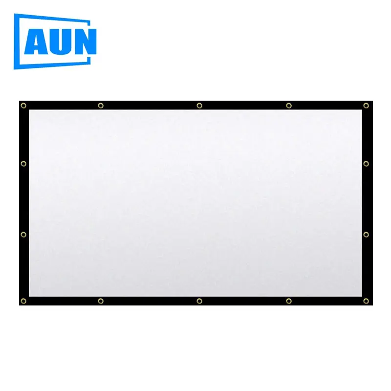 Picture of AUN Thicken Projector Screen 60/100/120/150 inch 16:9 Foldable Portable White cloth material for 4K Full HD Home theater (120 inch)