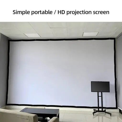 Picture of AUN Thicken Projector Screen 60/100/120/150 inch 16:9 Foldable Portable White cloth material for 4K Full HD Home theater (100 inch)