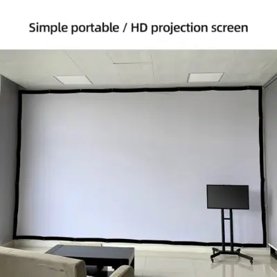 Picture of AUN Thicken Projector Screen 60/100/120/150 inch 16:9 Foldable Portable White cloth material for 4K Full HD Home theater (100 inch)