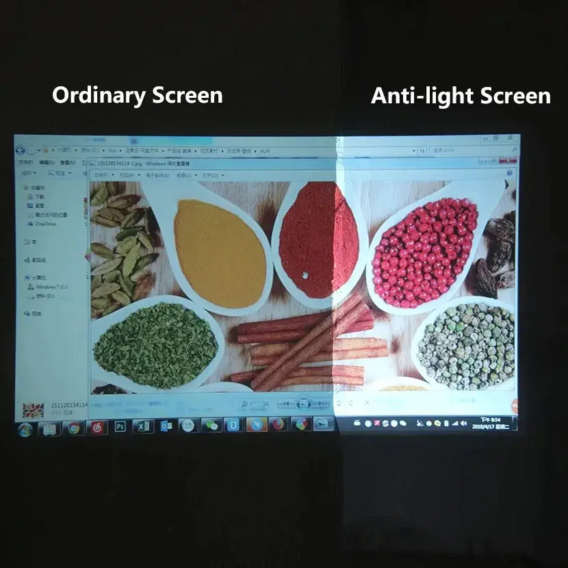 Picture of AUN 16:9 Anti-light Reflective Fabric 60/100/120 inch Screen for Home theater, ALR Screen for Projector (120 inch)