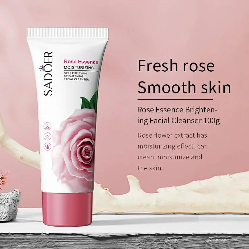 Picture of SADOER Vitamin C Facial Cleanser Rose Aloe Vera Face Wash Natural Moisturizing Deep Cleaning Skins For Women Skin Care Sensitive Skins- 100GM