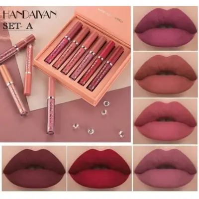 Picture of HANDAIYAN 6 Colors Long Lasting Velvet Lips Tint Liquid Lipsticks Waterproof Non-Stick Cup Lipgloss Gift Set (A)