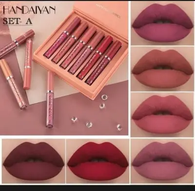 Picture of HANDAIYAN 6 Colors Long Lasting Velvet Lips Tint Liquid Lipsticks Waterproof Non-Stick Cup Lipgloss Gift Set (A)