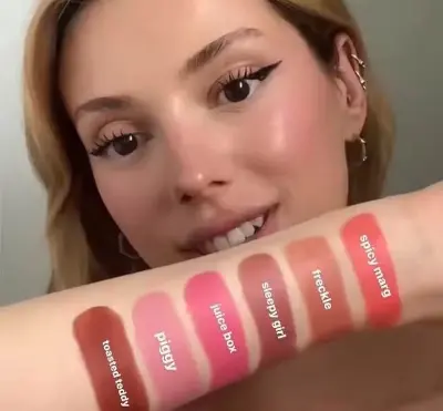 Picture of Rhode Cinnamon Roll Lip Balm Jelly Bean Lip Balm Gloss Lip Moisturizing Pocket Blush Stick Waterproof Blusher