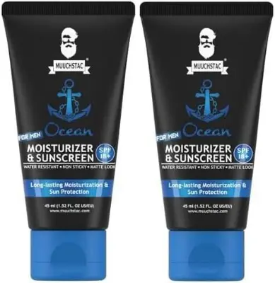 Picture of Muuchstac Mens Ocean Moisturizer & Sunscreen Matte Look Spf 18+ Cream With Turmeric & Aloe Vera Beads, Non-Sticky & Water Resistant 45 Ml - All