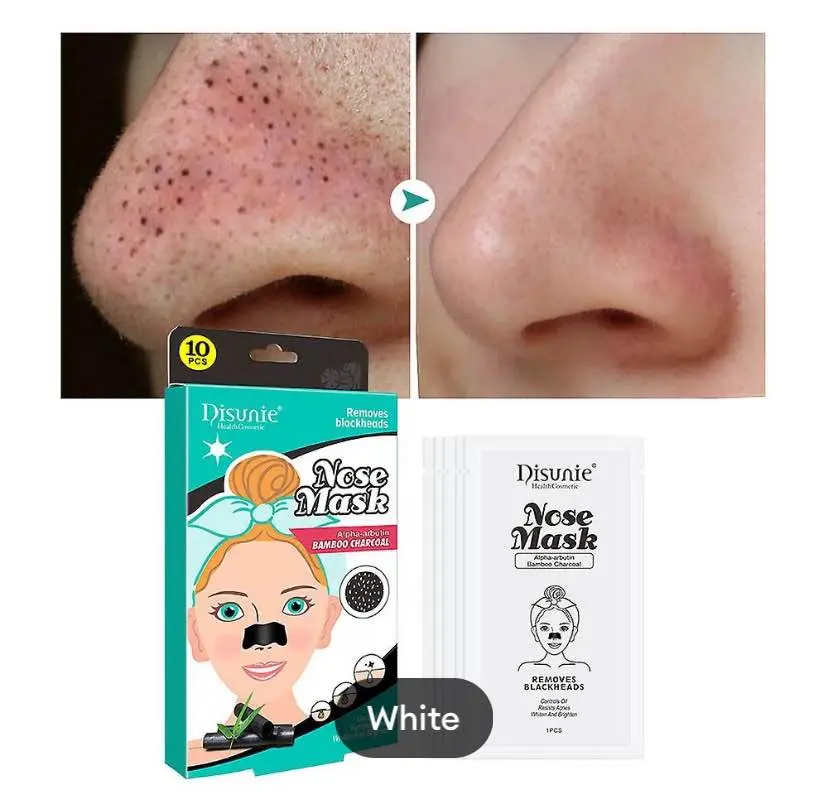 Picture of Disunie 10pcs Deep Cleansing Bamboo Charcoal Blackhead Nose Pore Cleaning Blackheads Remover Nose Patch Mask Sheet