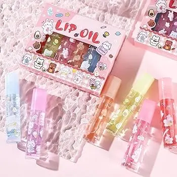 Picture of Dragon Ranee 6pcs Set Transparent Colourless Lip Oil Lip Balm Fruit Moisturising Hydrating Roller Ball Lip Oil