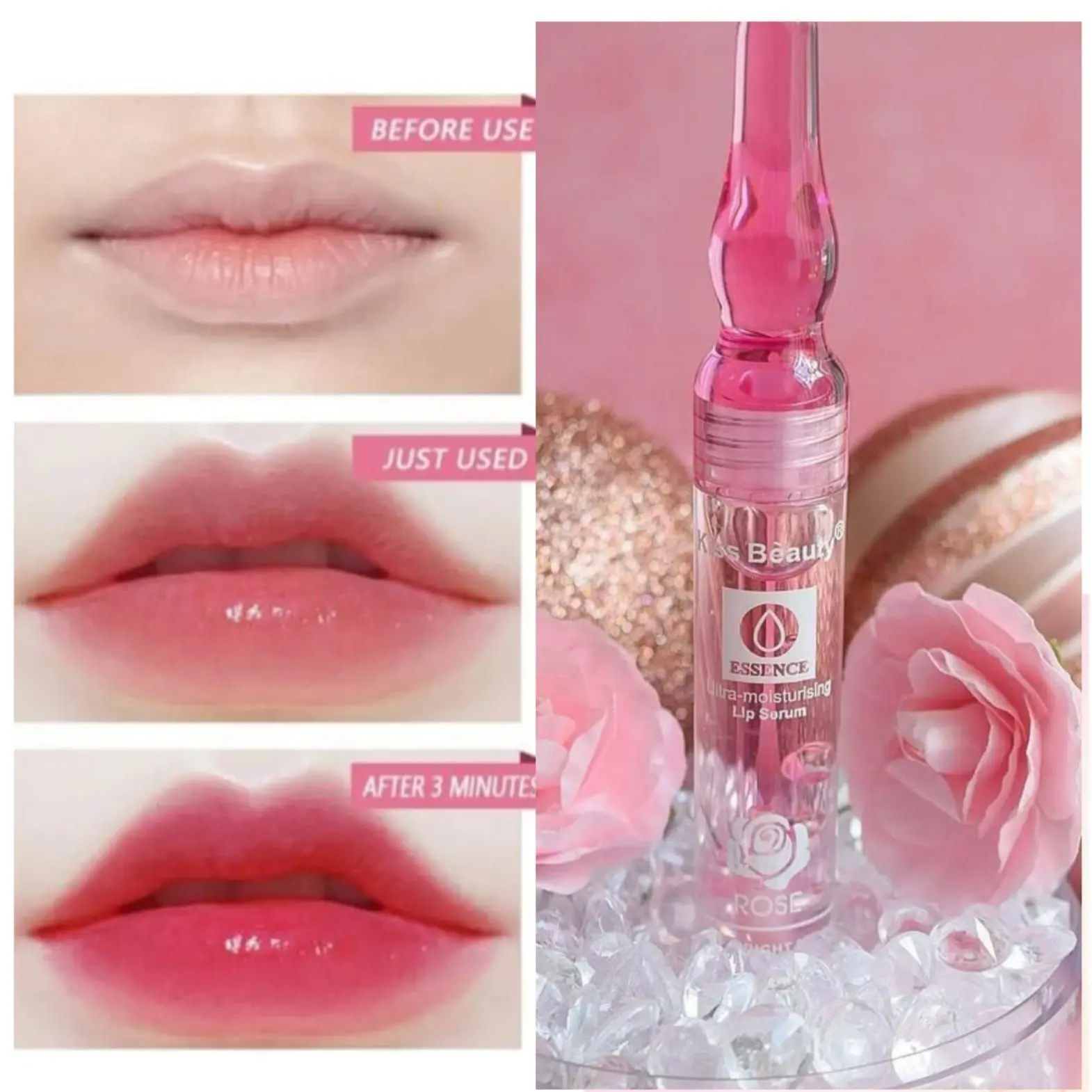 Picture of Kiss Beauty Lip Serum Essence Ultra Moisturising Rose -5ml