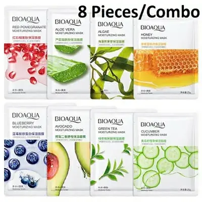 Picture of BIOAQUA 8 Pcs Set Different Flavours Moisturizing Hydrating Facial Face Sheet Mask- 25g Each