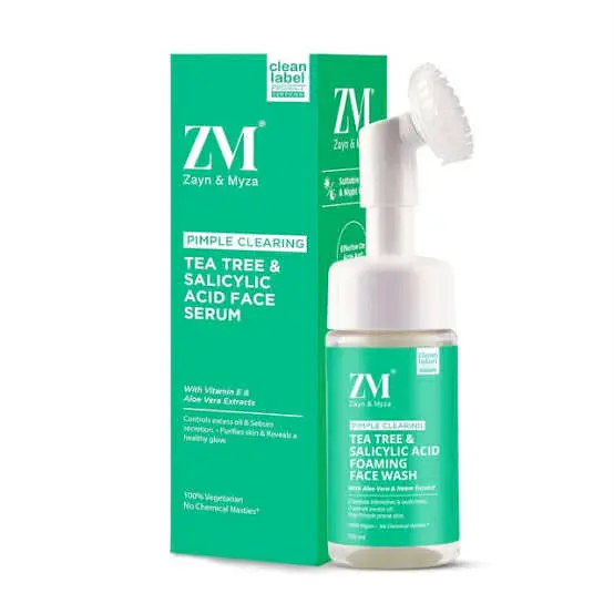 Picture of ZM Zayn & Myza Tea Tree & Salicylic Acid Foaming Face Wash | With Aloe Vera & Neem Extracts | Built-in Brush For Deep Cleansing | Anti Acne Face...