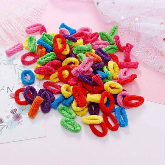 Picture of 100 Pcs/set Baby Girl Rubber Bands Kids Elastic Hair Bands for Children Mixed Colors Mini Ponytail Holder Baby Hair Accessories