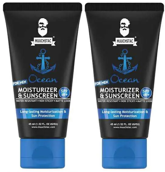 Picture of Muuchstac Mens Ocean Moisturizer & Sunscreen Matte Look Spf 18+ Cream With Turmeric & Aloe Vera Beads, Non-Sticky & Water Resistant 45 Ml - All