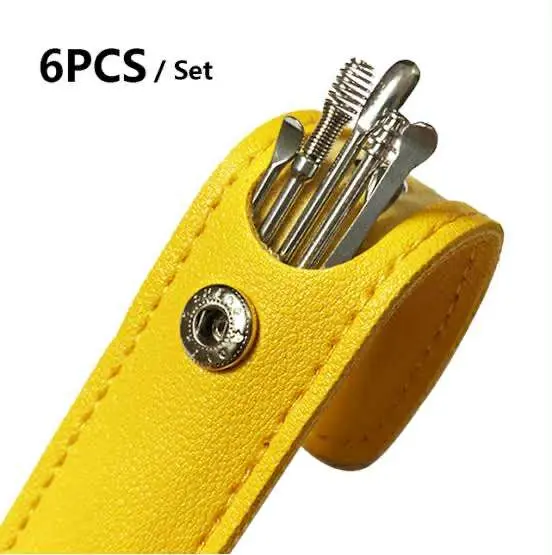 Picture of 6pcs Ear Cleaning & Pick Set Portable Stainless Steel Set With Lather Case