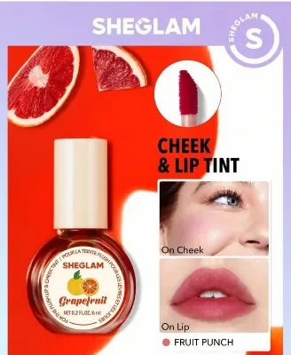 Picture of SHEGLAM For The Flush Lip & Cheek Tint-Fruit Punch Long-Lasting Matte Finish Lip Tint Easy-To-Use Lightweight Blush Moisturizing Lip Stain Liquid Lipstick Pink Liquid Lipstick