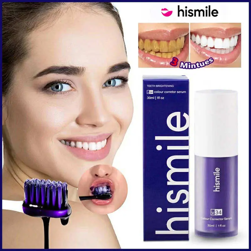 Picture of Hismile V34 Purple Color Corrector Teeth Toothpaste Effective Whitening Teeth Mousse Oral Cleaning Whitening Toothpaste Product