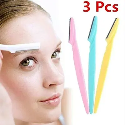 Picture of 3pcs Colorful Eyebrow Trimmer Face Hair Razors Women Eyebrow Shaver Hair Removal Makeup Tools