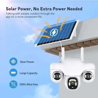 Picture of New 3 Lens 3 Display (White) Advance Solar 4G Sim Waterproof Camera 