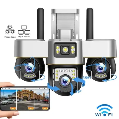 Picture of New 3 Lens 3 Display Advance PTZ WIFI Outdoor Waterproof Camera 