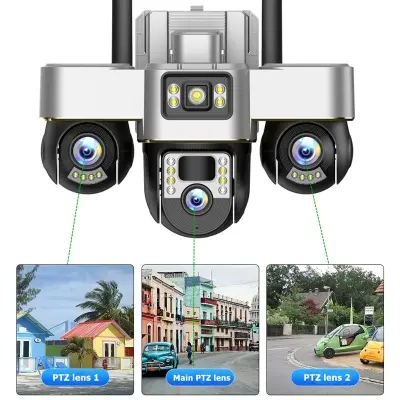 Picture of New 3 Lens 3 Display Advance PTZ 4G Outdoor Waterproof Camera 