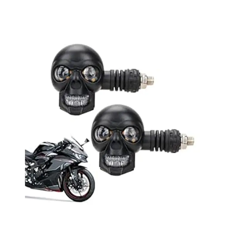 Picture of 2PCS Motorcycle Stylish LED Dual Color Skull Shape Waterproof Indicator Light