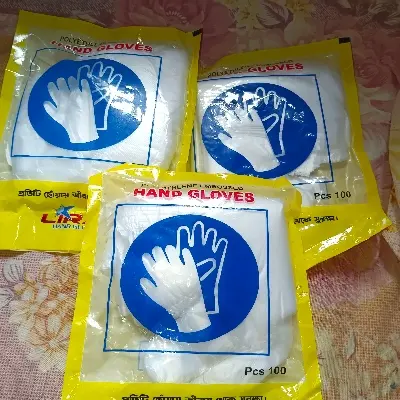 Picture of 3 pcs comboPack Of 100 Polyethylene Embossed Gloves (Free size) - Clear,Int: One size